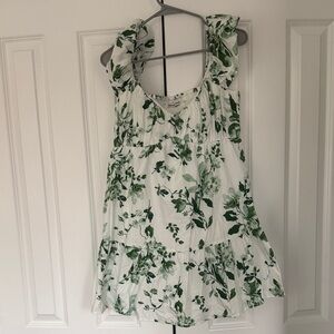 Abercrombie & Fitch White Tank Top with Green Floral Print